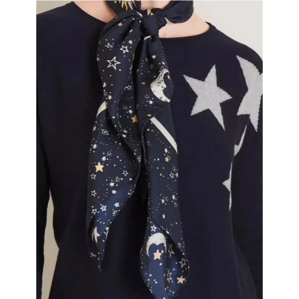 Chico's Blue and White Bib with Celestial Design - Picture 4 of 7